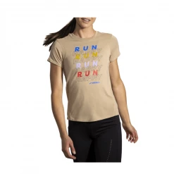 Camiseta Brooks Distance Graphic Manga Corta Marrón Claro -365rider Ventas camiseta brooks distance graphic manga corta marron claro 3