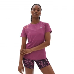 Camiseta New Balance Printed Impact Run Manga Corta Rosa Mujer