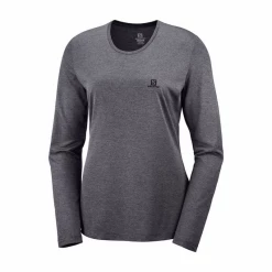 Camiseta Salomon Agile Manga Larga Gris Oscuro Mujer