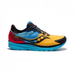 Zapatillas Saucony Ride 14 Runshield Azul Amarillo